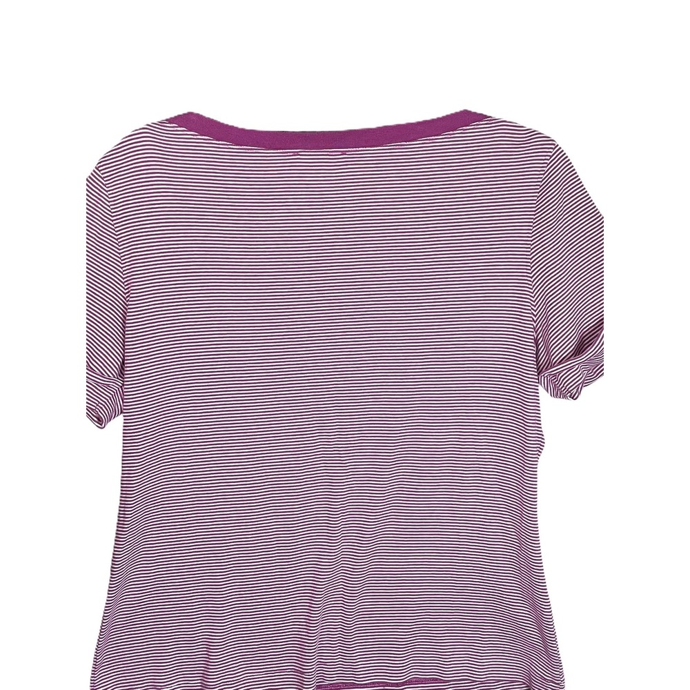 Brooks Brothers 346 Womens Purple White Striped Boat Neck Cotton T-Shirt Large - Picture 4 of 13